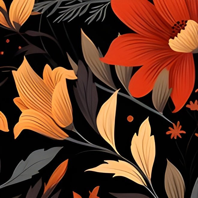 Autumn Blossom Noir Collection: A Dark Floral Canvas Collection - Pattern Symphony