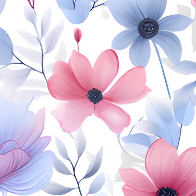 Floral Whispers - Subtle Shades of Violets, Pinks, and Blues - Pattern Symphony