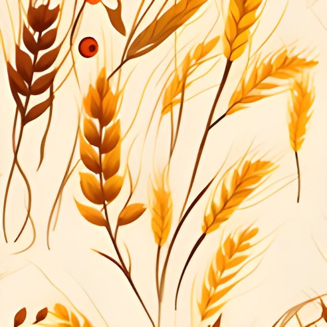 Golden Harvest: An Autumn Collage of Wheat and Berries Collection - Pattern Symphony