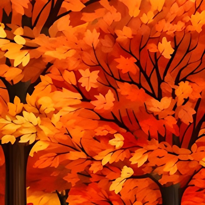 Impasto-Style Woodlands: High-Contrast Autumn Foliage Collection - Pattern Symphony