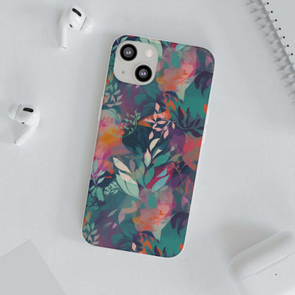 Botanical Bliss - Stylized Abstract Flower Design Flexible Phone Case Phone Case Pattern Symphony iPhone 13  