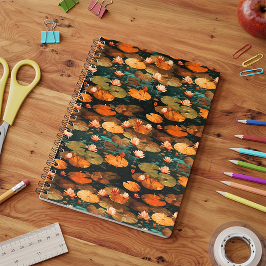 Orange Lotus Whisper: Autumn on the Water - Notebook (A5)