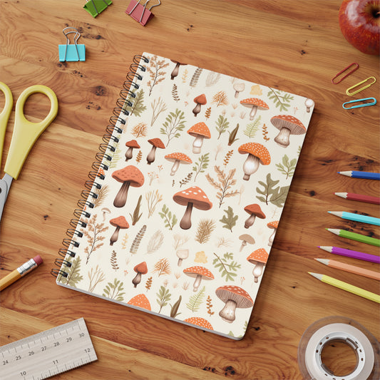 Mushroom Haven - Autumnal Tones Botanical Illustration Notebook (A5)