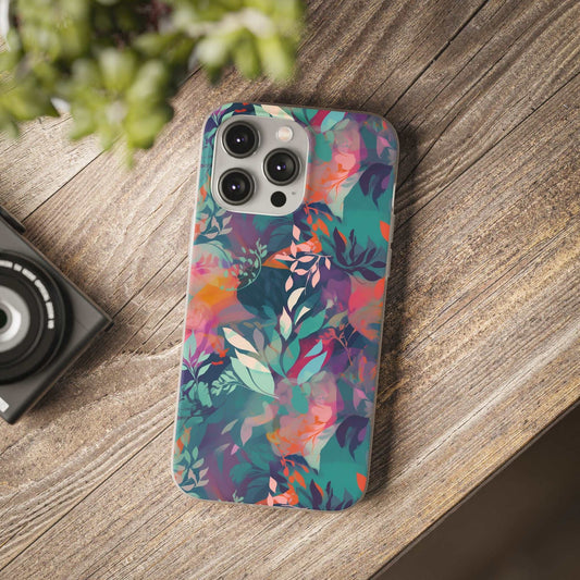 Botanical Bliss - Stylized Abstract Flower Design Flexible Phone Case Phone Case Pattern Symphony iPhone 14 Pro Max  