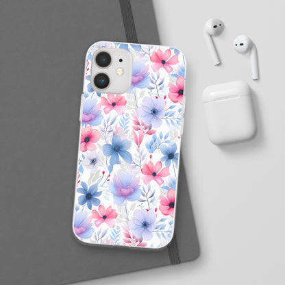 Floral Whispers - Soft Hues of Violets, Pinks, and Blues - Flexi Phone Case Phone Case Pattern Symphony iPhone 12 Mini with gift packaging  