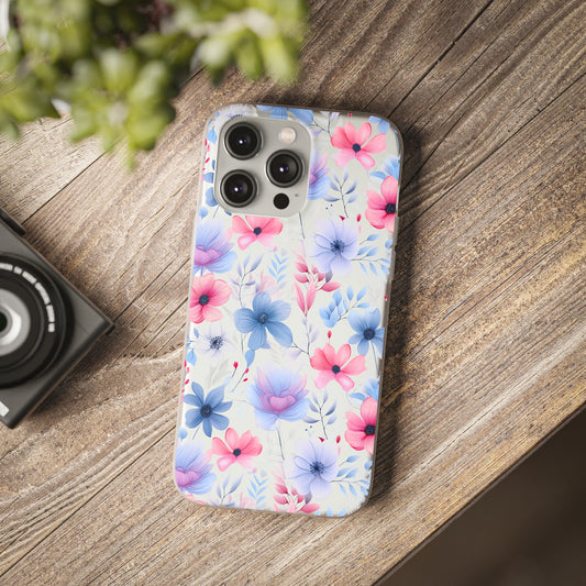 Floral Whispers - Soft Hues of Violets, Pinks, and Blues - Flexi Phone Case Phone Case Pattern Symphony iPhone 14 Pro Max  