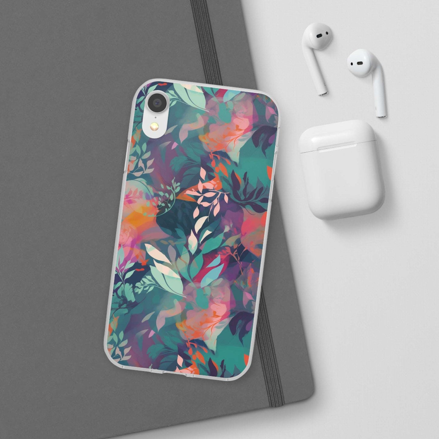 Botanical Bliss - Stylized Abstract Flower Design Flexible Phone Case Phone Case Pattern Symphony iPhone XR  