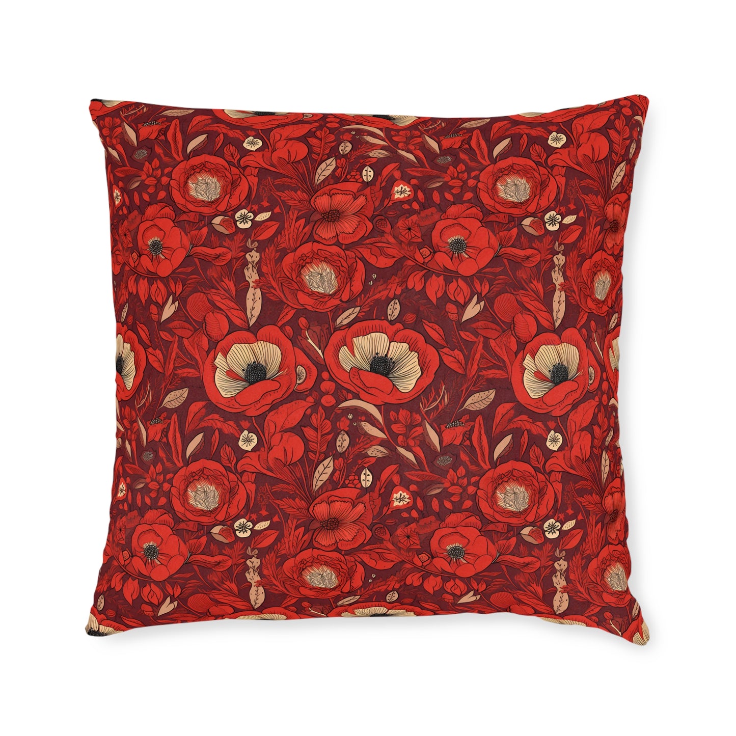 Radiant Spring Blossoms - Vibrant Red Floral Design Sofa and Chair Cushion