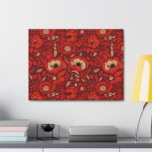 Radiant Spring Blossoms - Vibrant Red Floral Design - Wall Art Canvas