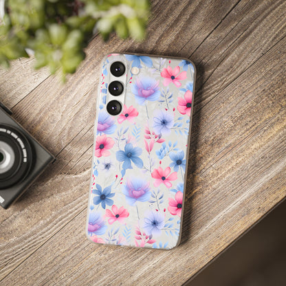 Floral Whispers - Soft Hues of Violets, Pinks, and Blues - Flexi Phone Case Phone Case Pattern Symphony Samsung Galaxy S23 Plus with gift packaging  