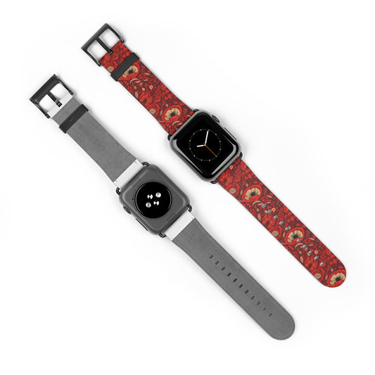 Radiant Spring Blossoms - Vibrant Red Floral Design - Apple Watch Strap