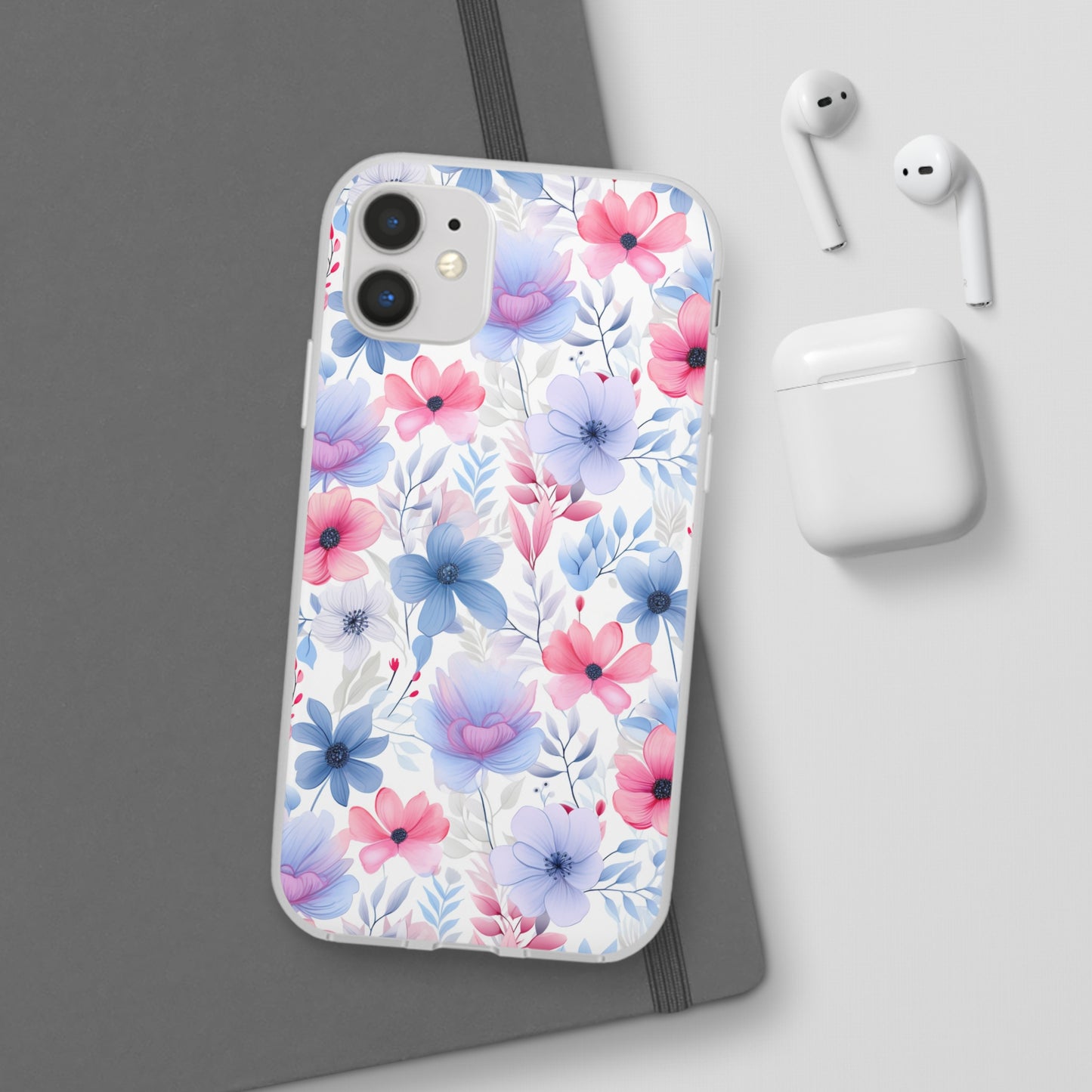 Floral Whispers - Soft Hues of Violets, Pinks, and Blues - Flexi Phone Case Phone Case Pattern Symphony iPhone 11  