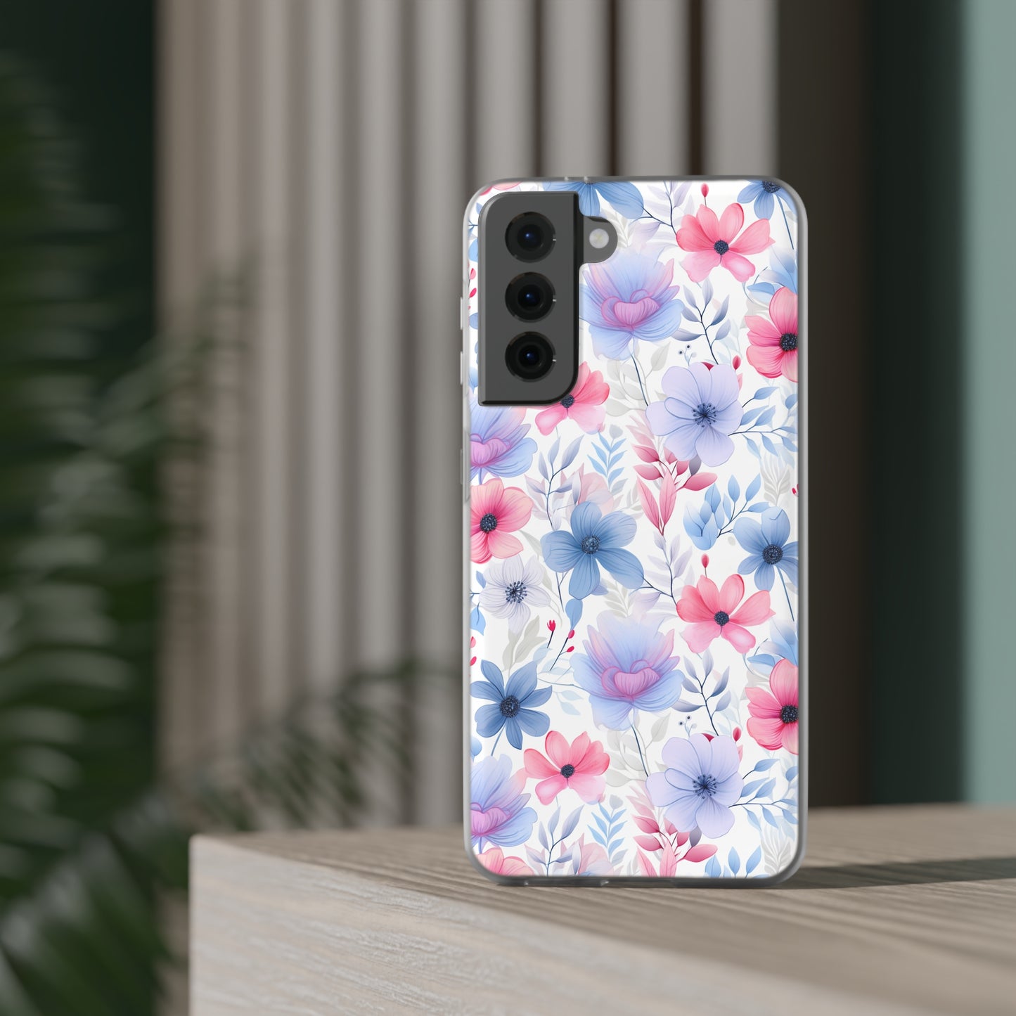 Floral Whispers - Soft Hues of Violets, Pinks, and Blues - Flexi Phone Case Phone Case Pattern Symphony Samsung Galaxy S21 with gift packaging  
