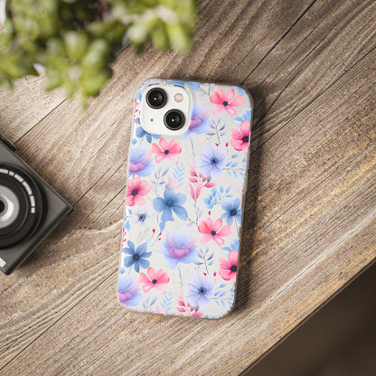 Floral Whispers - Soft Hues of Violets, Pinks, and Blues - Flexi Phone Case Phone Case Pattern Symphony iPhone 14 with gift packaging  