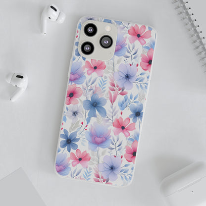 Floral Whispers - Soft Hues of Violets, Pinks, and Blues - Flexi Phone Case Phone Case Pattern Symphony iPhone 13 Pro Max  