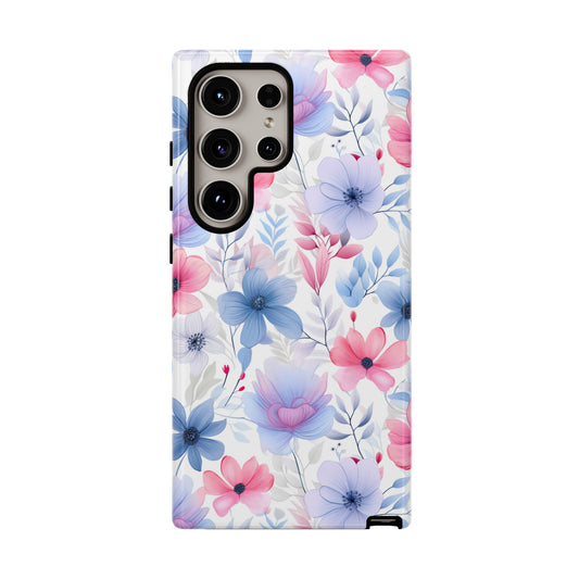 Floral Whispers - Subtle Shades of Violets, Pinks, and Blues - Protective Tough Phone Case