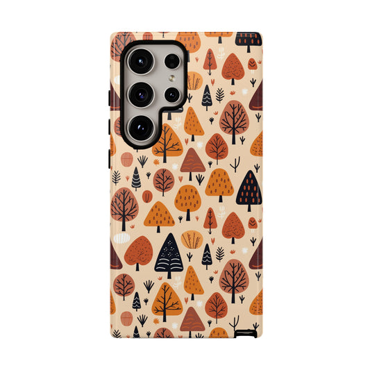 Terracotta Tree Tapestry: A Playful Autumn Mosaic - Tough Phone Case
