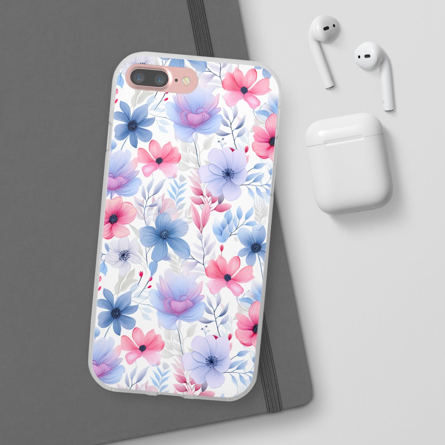 Floral Whispers - Soft Hues of Violets, Pinks, and Blues - Flexi Phone Case Phone Case Pattern Symphony iPhone 7 Plus  