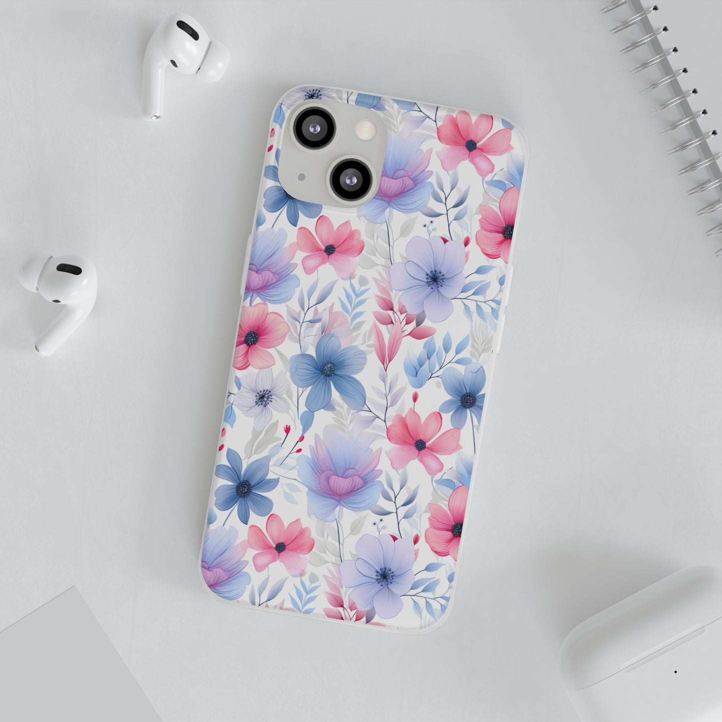 Floral Whispers - Soft Hues of Violets, Pinks, and Blues - Flexi Phone Case Phone Case Pattern Symphony iPhone 13 with gift packaging  