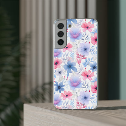 Floral Whispers - Soft Hues of Violets, Pinks, and Blues - Flexi Phone Case Phone Case Pattern Symphony Samsung Galaxy S22 Plus with gift packaging  