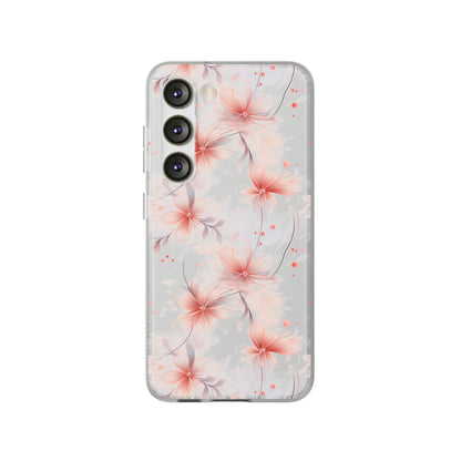 Whispering Petals: Subtle Grey & Pastel Red Gradient Phone Case