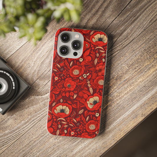Radiant Spring Blossoms Phone Case - Bold and Vibrant Red Floral Design - Spring Collection - Flexi Case Phone Case Pattern Symphony iPhone 14 Pro Max  