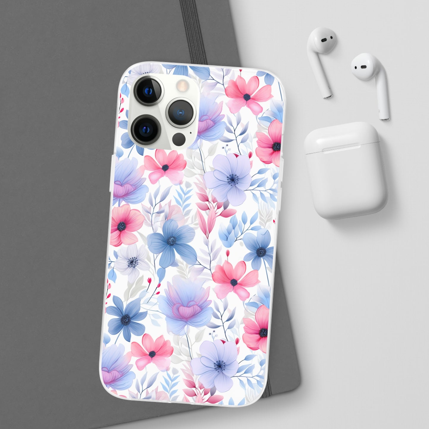 Floral Whispers - Soft Hues of Violets, Pinks, and Blues - Flexi Phone Case Phone Case Pattern Symphony iPhone 12 Pro Max  