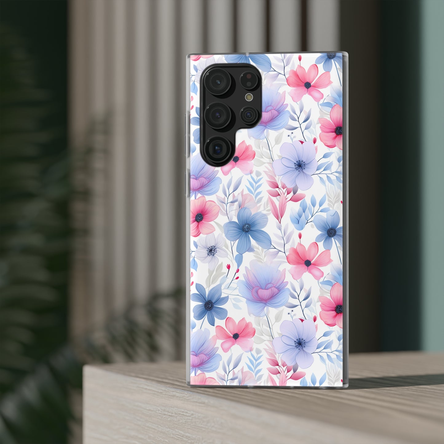 Floral Whispers - Soft Hues of Violets, Pinks, and Blues - Flexi Phone Case Phone Case Pattern Symphony Samsung Galaxy S22 Ultra  