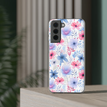 Floral Whispers - Soft Hues of Violets, Pinks, and Blues - Flexi Phone Case Phone Case Pattern Symphony Samsung Galaxy S21  