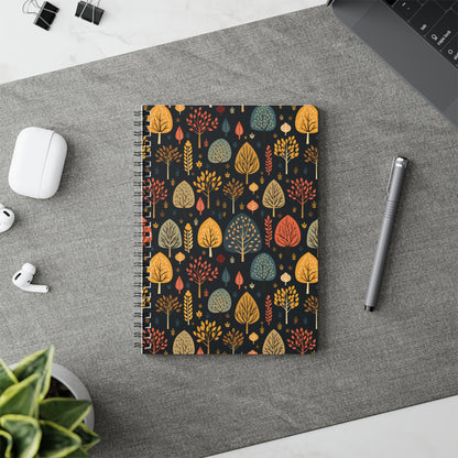 Mid-Century Mosaic: Dappled Leaves and Folk Imagery - Notebook (A5)