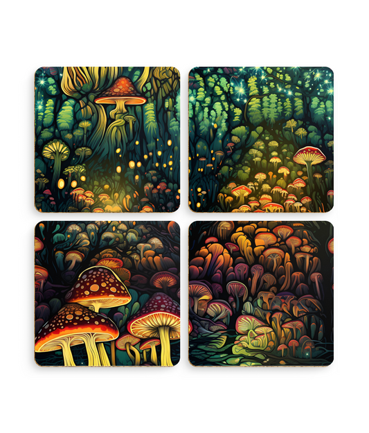 Neon Hallucinations: An Illuminated Autumn Spectacle - Pack of 4 Coasters