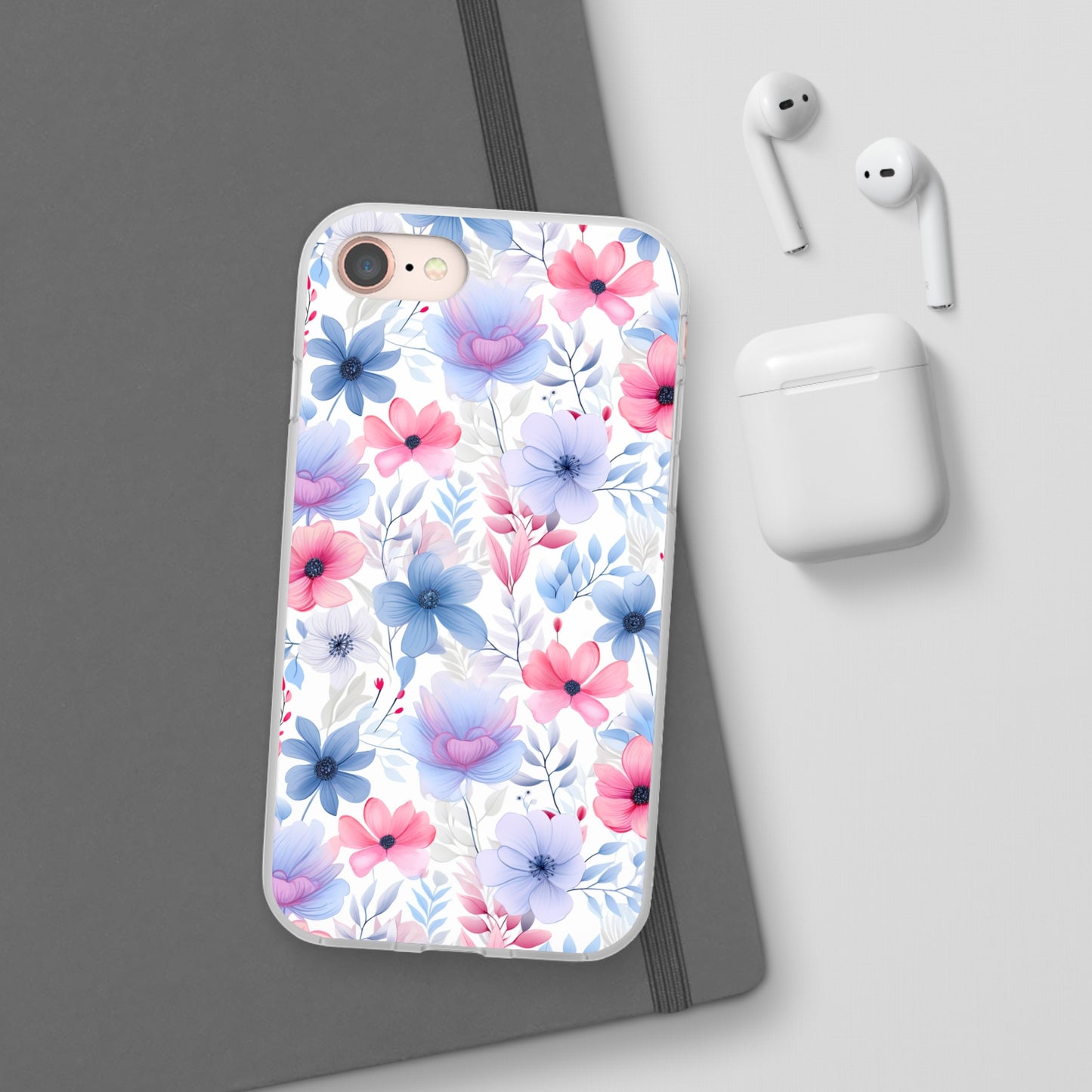 Floral Whispers - Soft Hues of Violets, Pinks, and Blues - Flexi Phone Case Phone Case Pattern Symphony iPhone 8  