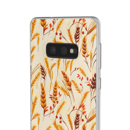 Golden Harvest: An Autumn Collage of Wheat and Berries - Flexible Phone Case