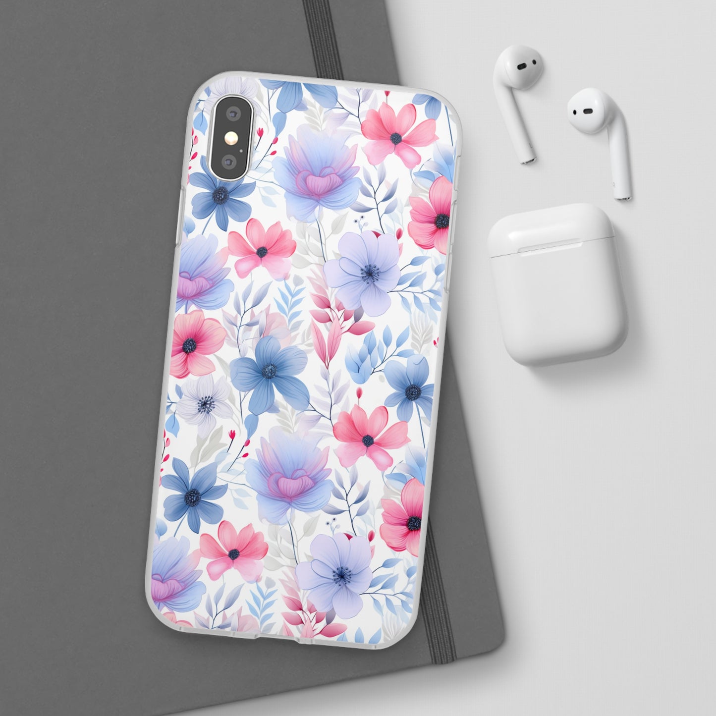 Floral Whispers - Soft Hues of Violets, Pinks, and Blues - Flexi Phone Case Phone Case Pattern Symphony iPhone XS MAX with gift packaging  