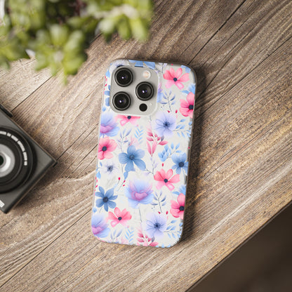 Floral Whispers - Soft Hues of Violets, Pinks, and Blues - Flexi Phone Case Phone Case Pattern Symphony iPhone 14 Pro  