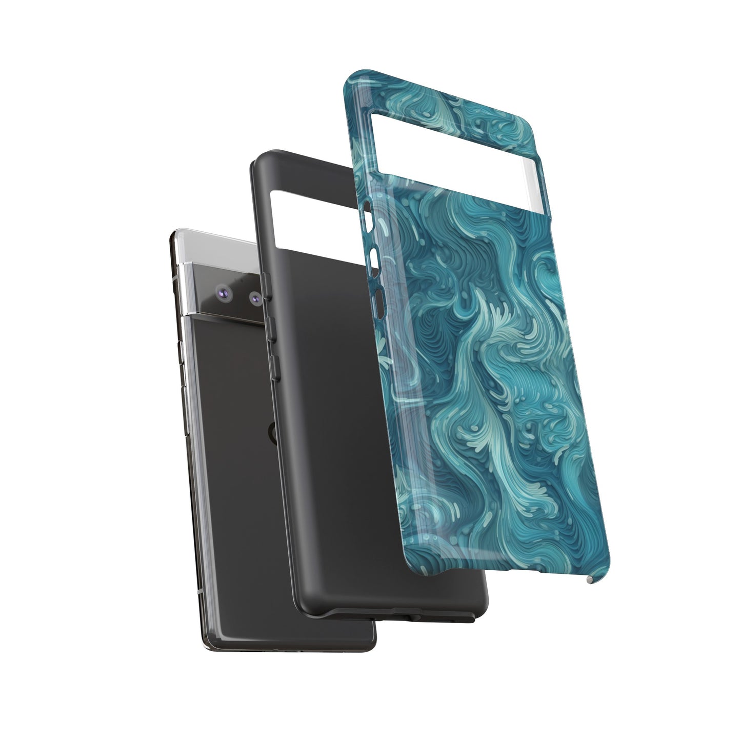 Azure Depths: Layered Blue Topographic Design Tough Phone Case