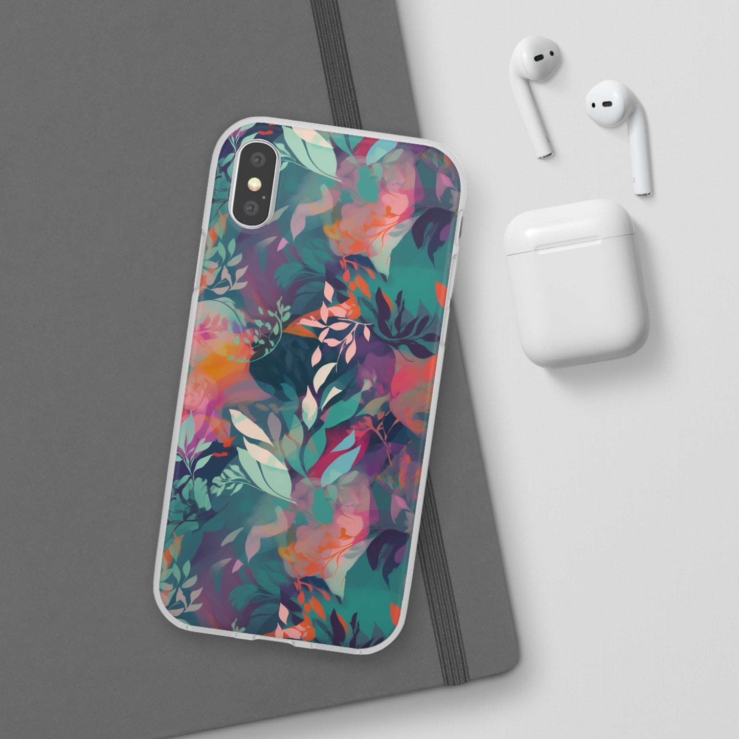 Botanical Bliss - Stylized Abstract Flower Design Flexible Phone Case Phone Case Pattern Symphony iPhone XS  