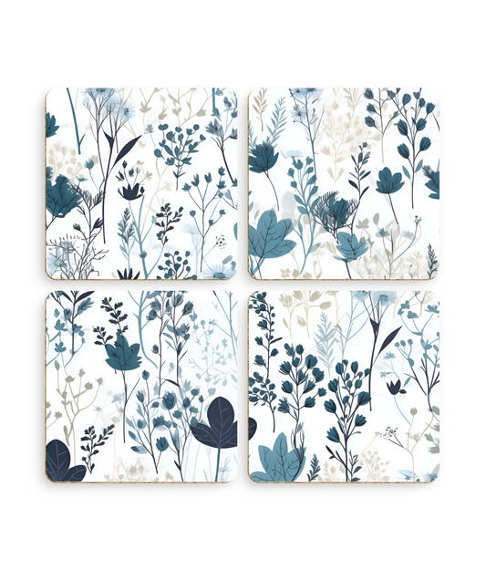 Serene Blue Wildflower - Pack of 4 Coasters