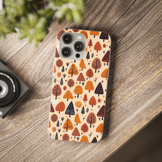 Terracotta Tree Tapestry: A Playful Autumn Mosaic - Flexible Phone Case