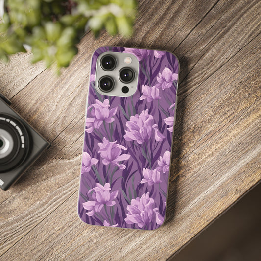 Springtime Violet Harmony Phone Case - Delicate Purple Blooms Design - Spring Collection - Flexi Cases Phone Case Pattern Symphony iPhone 14 Pro Max  