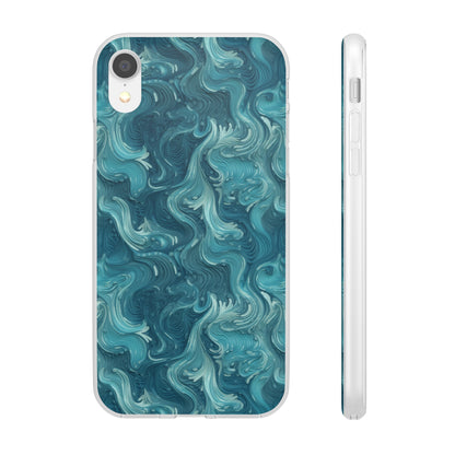 Azure Depths - Layered Blue Topographic Design Phone Case - Flexi Cases Phone Case Pattern Symphony   