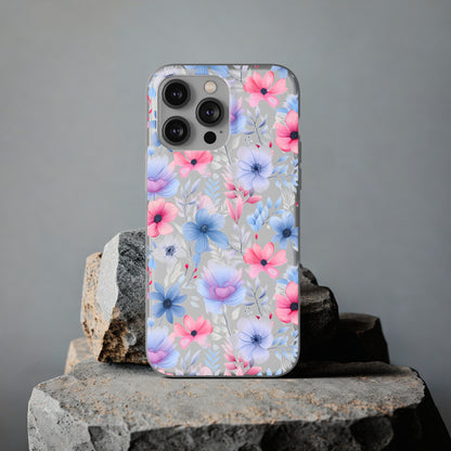 Floral Whispers - Soft Hues of Violets, Pinks, and Blues - Flexi Phone Case Phone Case Pattern Symphony   
