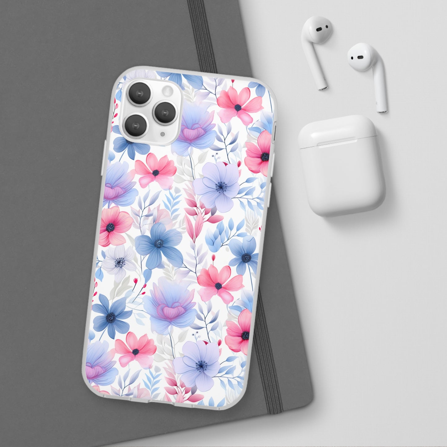 Floral Whispers - Soft Hues of Violets, Pinks, and Blues - Flexi Phone Case Phone Case Pattern Symphony iPhone 11 Pro Max with gift packaging  