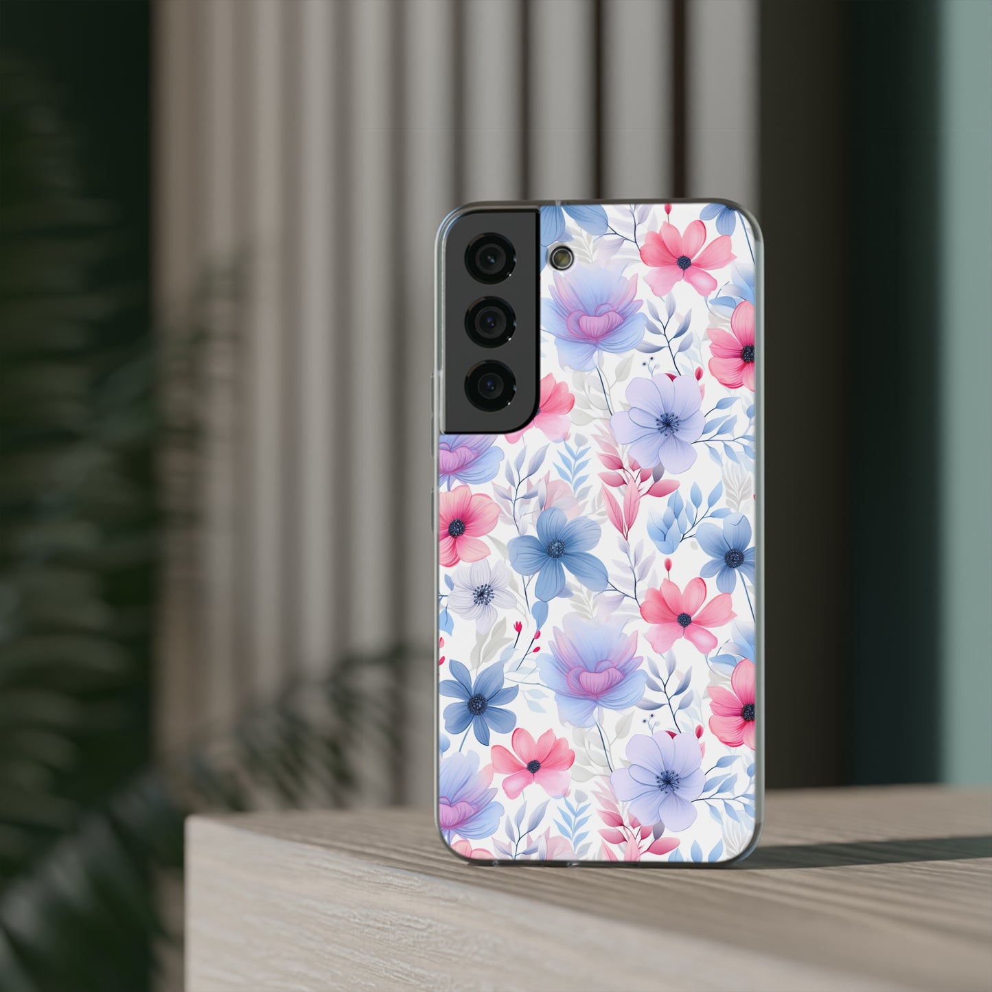 Floral Whispers - Soft Hues of Violets, Pinks, and Blues - Flexi Phone Case Phone Case Pattern Symphony Samsung Galaxy S22  