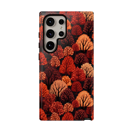 Crimson Forest: Autumn Trees in Vibrant Detail - Tough Phone Case