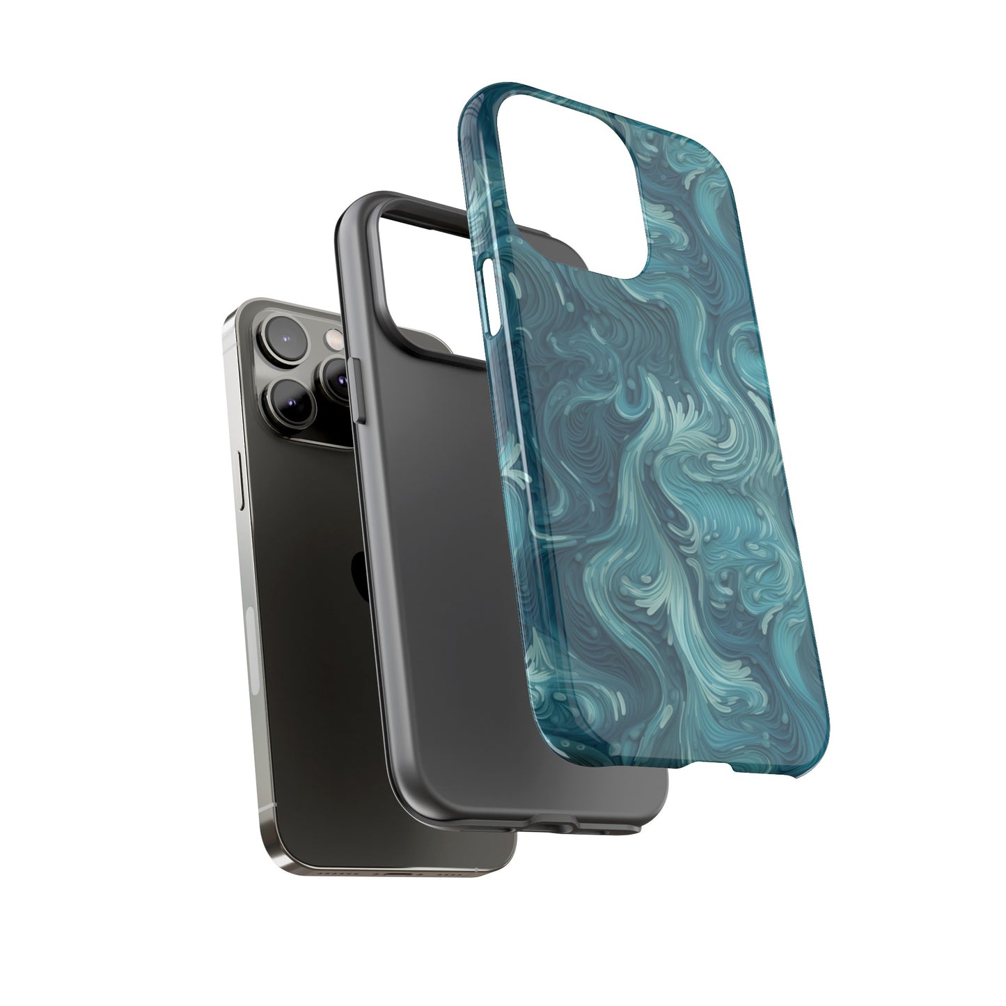 Azure Depths: Layered Blue Topographic Design Tough Phone Case
