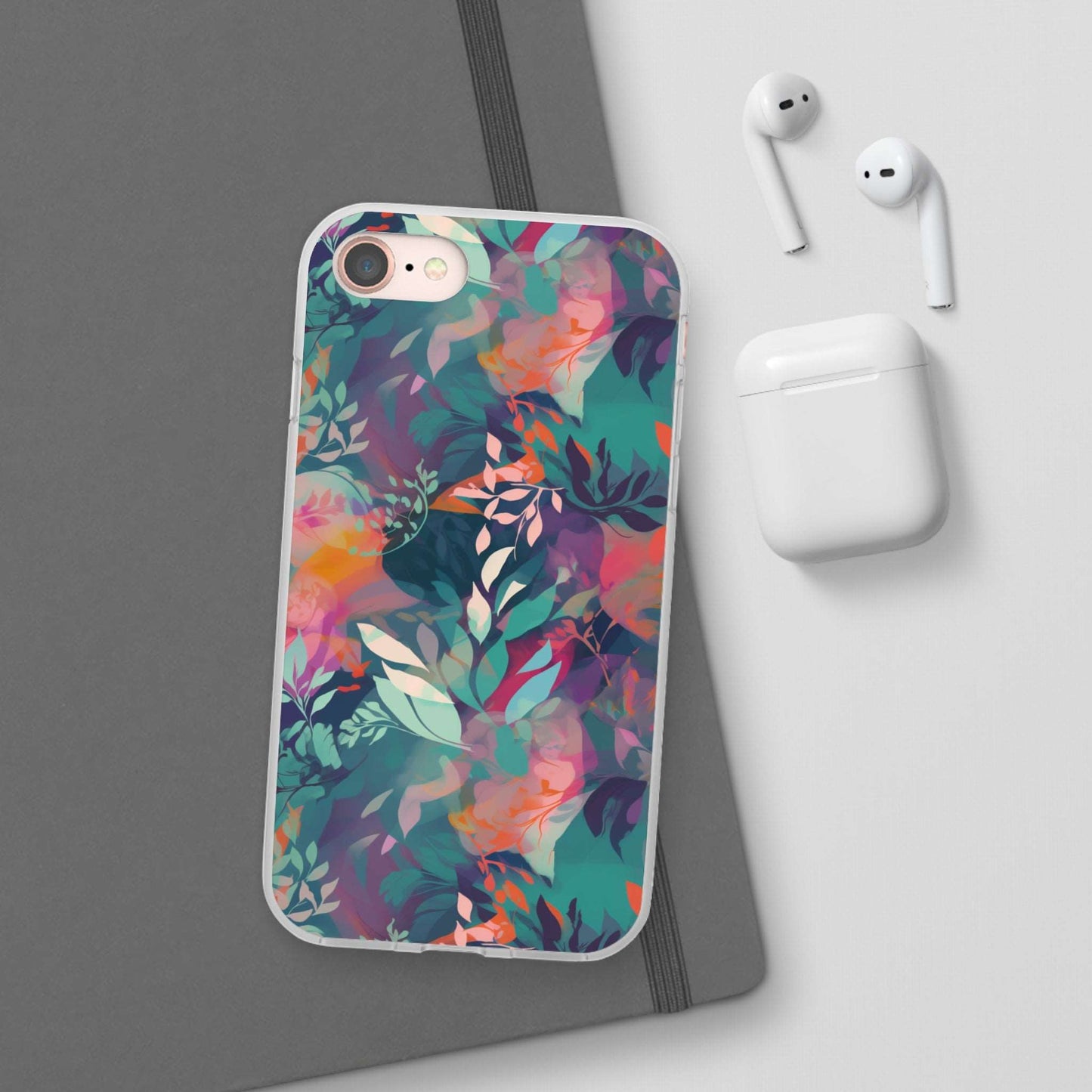 Botanical Bliss - Stylized Abstract Flower Design Flexible Phone Case Phone Case Pattern Symphony iPhone 8  
