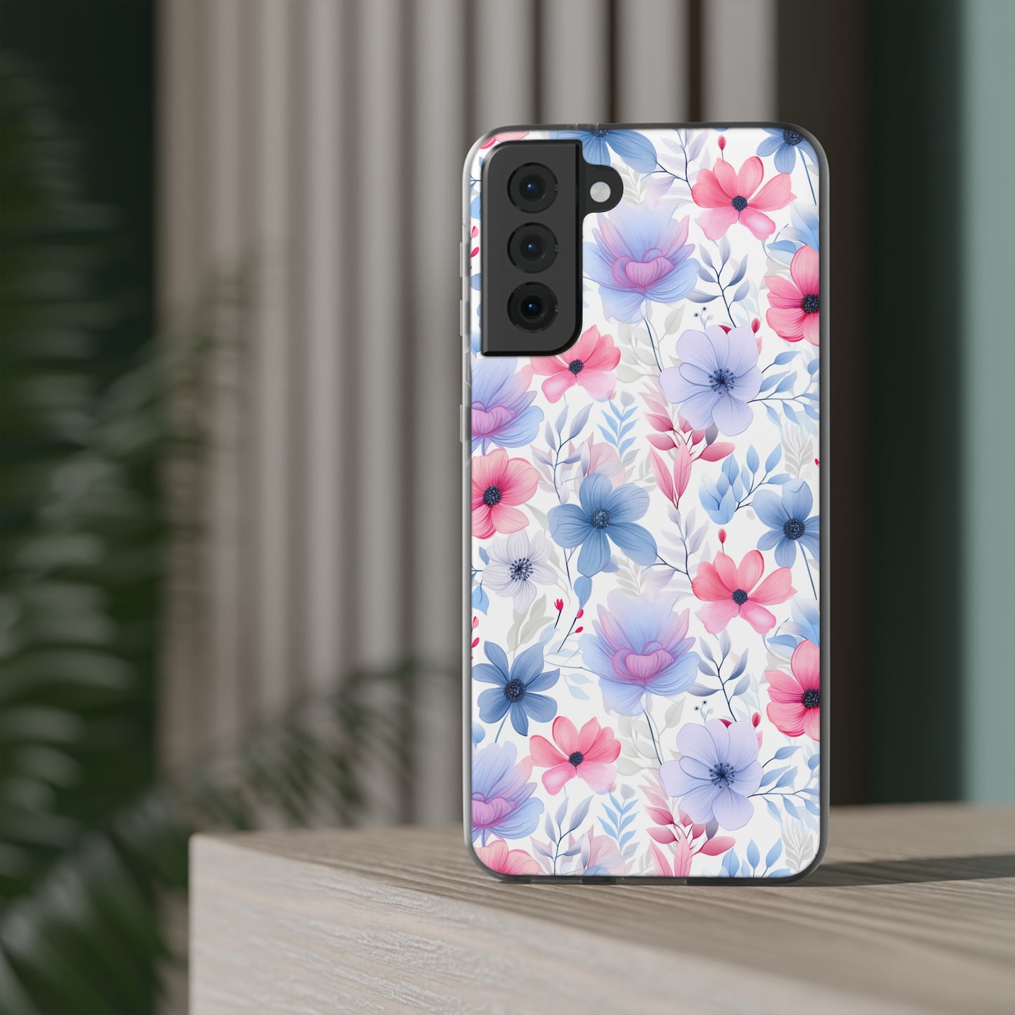 Floral Whispers - Soft Hues of Violets, Pinks, and Blues - Flexi Phone Case Phone Case Pattern Symphony Samsung Galaxy S21 Plus with gift packaging  