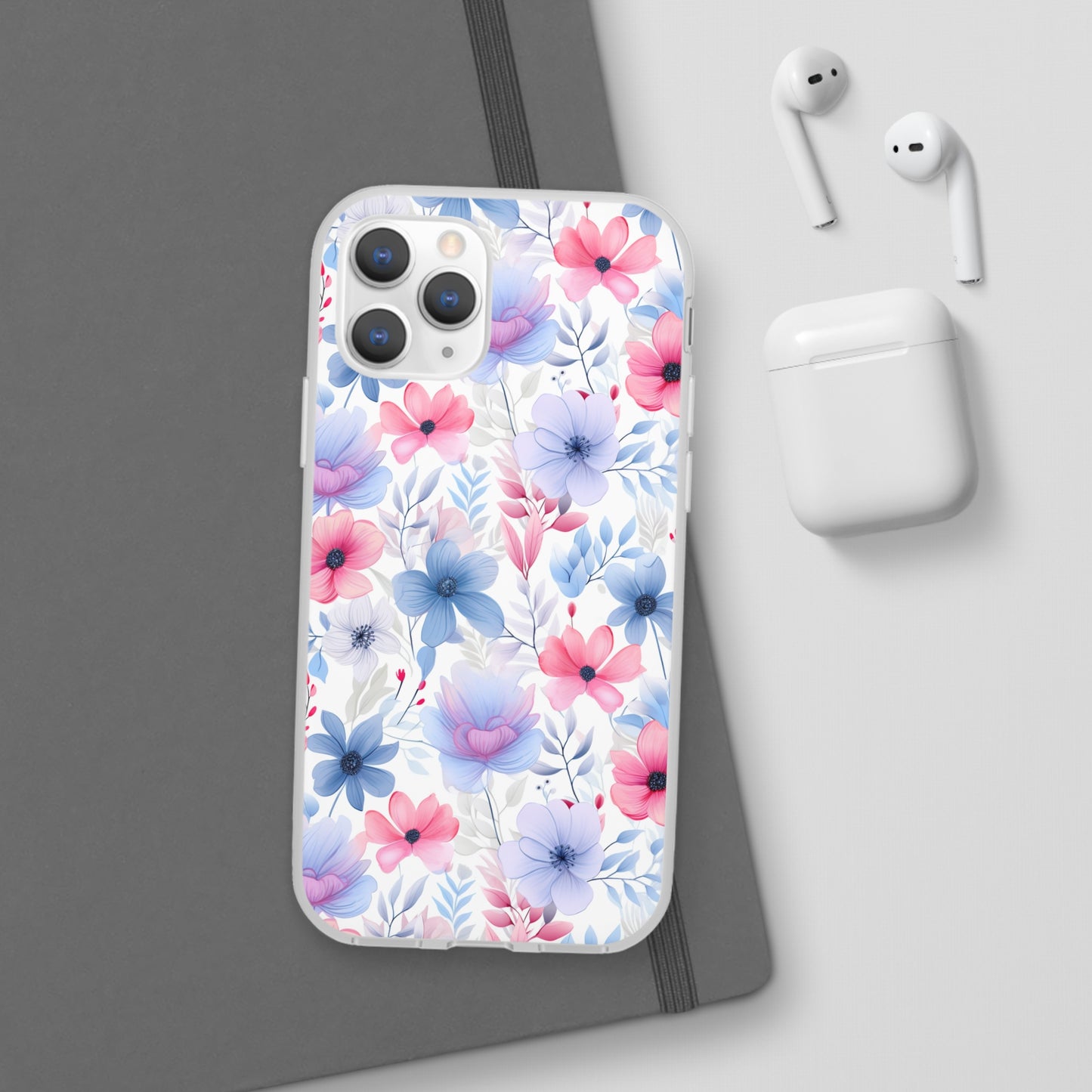 Floral Whispers - Soft Hues of Violets, Pinks, and Blues - Flexi Phone Case Phone Case Pattern Symphony iPhone 11 Pro  