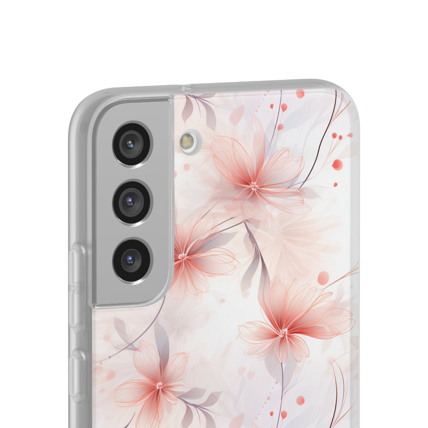 Whispering Petals: Subtle Grey & Pastel Red Gradient Phone Case
